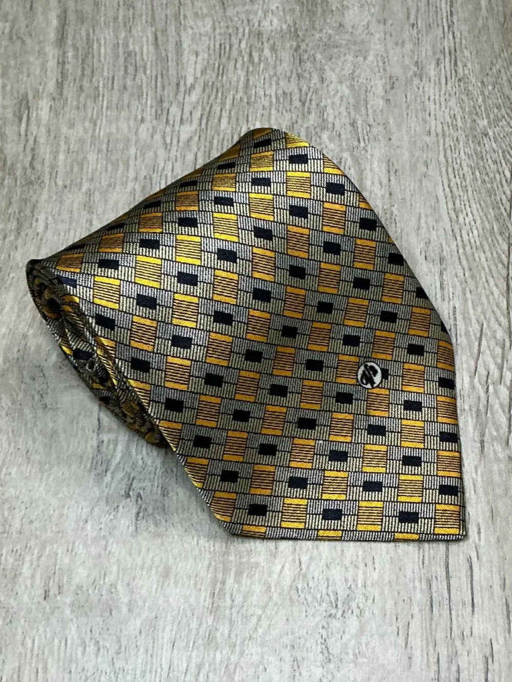 Versace Classic V2 Tie Yellow Gray Black Silk Designer Necktie
